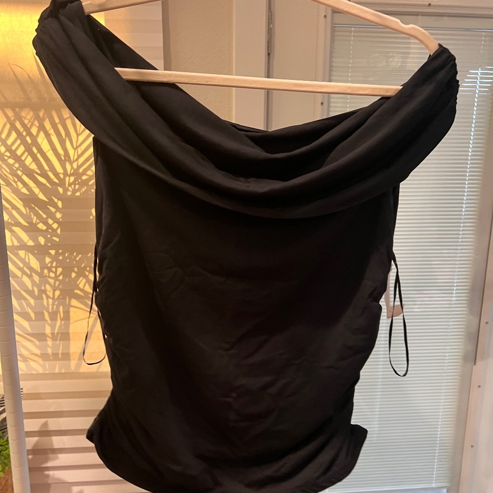 NWT Abercrombie Cotton-Modal Ruched Off-The-Shoulder Top